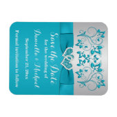 Turquoise, Argent Enregistrer la date Flex Magnet (Horizontal)