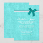 Turquoise & Argent Rustique Burlap Invitations de  (Devant / Derrière)
