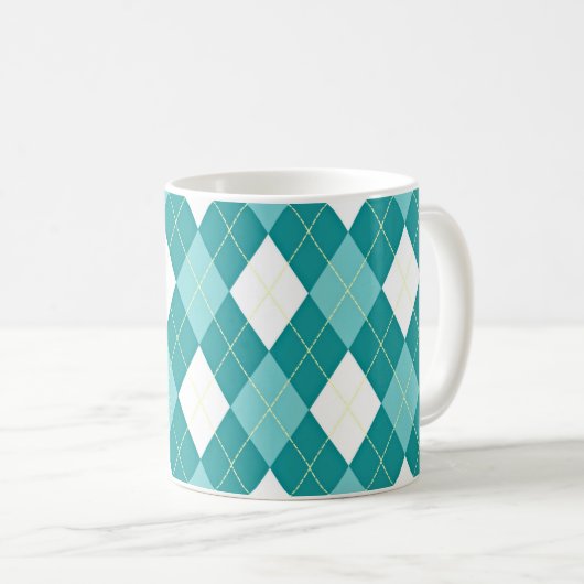 Turquoise argyle pattern koffiemok (Voorkant rechts)