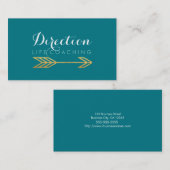 Turquoise Arrow Bold Text Creative Life Coaching Visitekaartje (Voorkant / Achterkant)