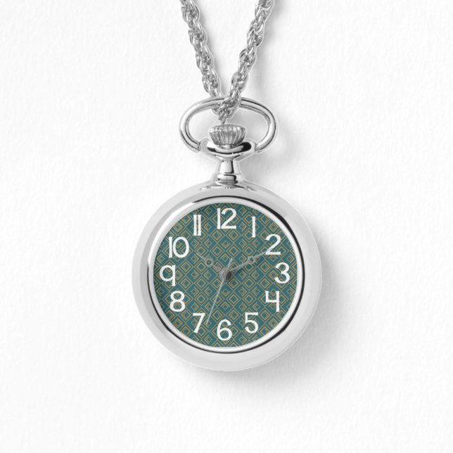 Turquoise art deco horloge (Voorkant)