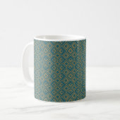 Turquoise art deco koffiemok (Voorkant links)