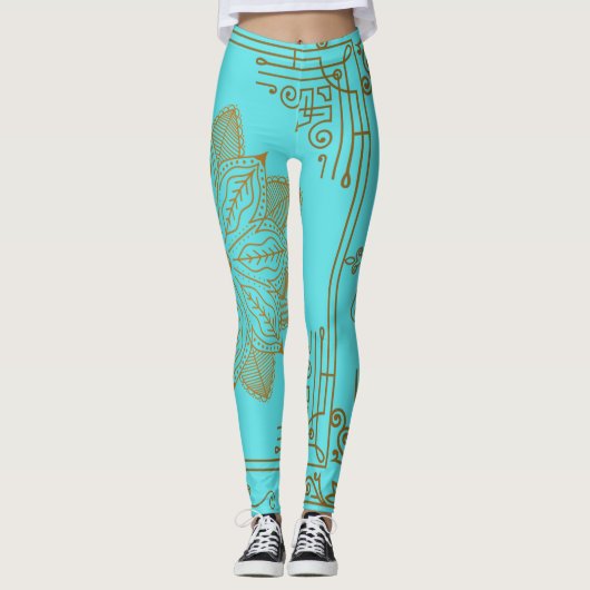 "Turquoise" Art Nouveau Leggings (Voorkant)