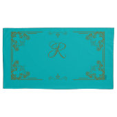 "Turquoise" Art Nouveau Monogram Kussensloop (Voorkant-Links)