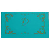 "Turquoise" Art Nouveau Monogram Kussensloop (Voorkant-Rechts)