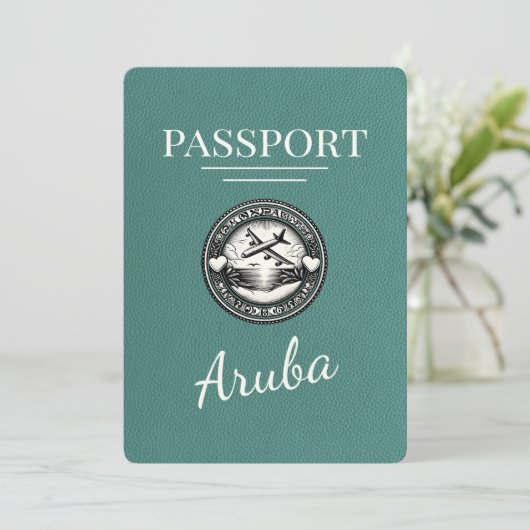 Turquoise Aruba Passport Bewaar de datum Save The Date (Staand voorkant)