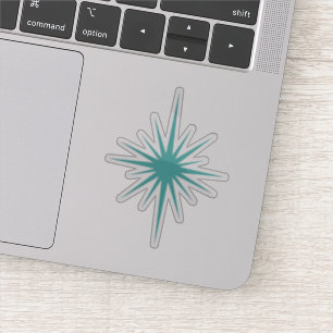 Turquoise Atomic Starburst Mid Century Modern Sticker
