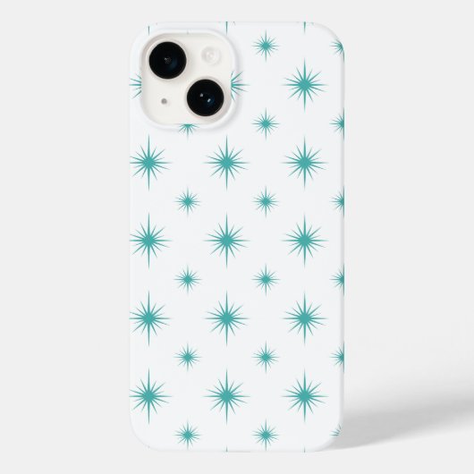 Turquoise Atomic Starburst Mid Century Patroon Case-Mate iPhone Case (Achterkant)