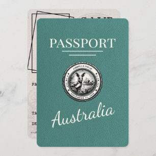 Turquoise Australië paspoort Bewaar de datum Save The Date