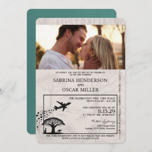 Turquoise Australië Passport Wedding Kaart
