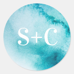 Turquoise Autocollants de mariage personnalisés