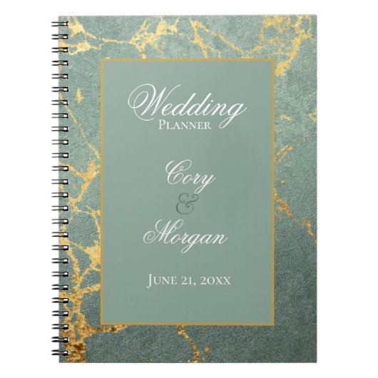 Turquoise avec Carnet Wedding planner Gold Marblin (Devant)
