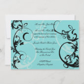 Turquoise avec Faire-part de mariage Black Swirl (Devant)