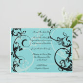 Turquoise avec Faire-part de mariage Black Swirl (Debout devant)