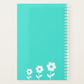 Turquoise avec Fleurs blanches, Planificateur de n (Dos)