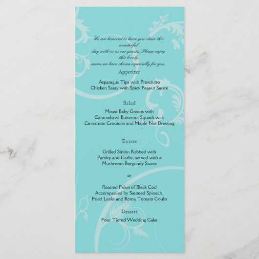 Turquoise avec menu Mariage Flourissant Black Swir (Devant)