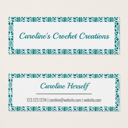 Turquoise avec Motif en dentelle Crochet blanc Car (Devant & derrière)