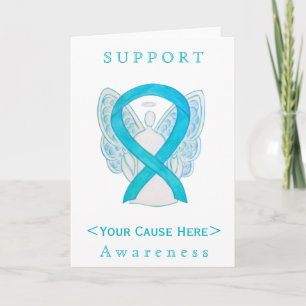 Turquoise Awareness Ribbon Angel Gepersonaliseerd  Kaart
