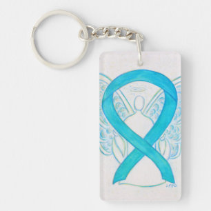 Turquoise Awareness Ribbon Angel Key chain Sleutelhanger