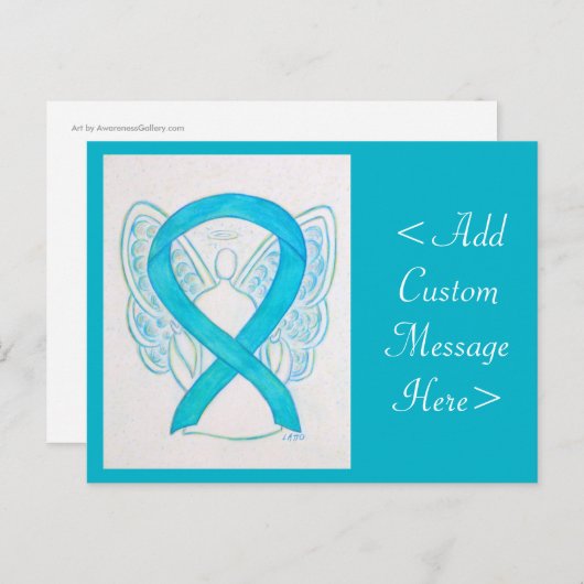 Turquoise Awareness Ribbon Custom Angel Briefkaart (Voorkant / Achterkant)