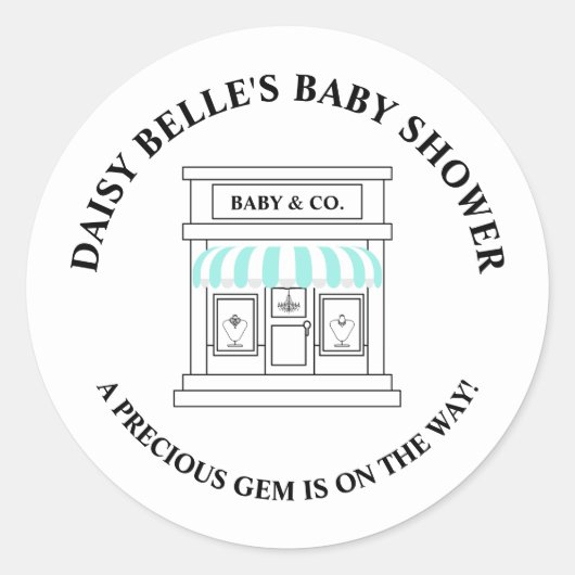 Turquoise Baby & Co. Shower Favor Bags Ronde Sticker (Voorkant)