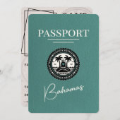 Turquoise Bahamas Paspoort Bewaar de datum Save The Date (Voorkant / Achterkant)