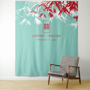 Turquoise Bamboo laat de Chinese bruiloft achter Wandkleed