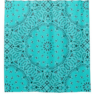 Turquoise Bandana Paisley Boho Hippie Glam Land Douchegordijn