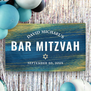 Turquoise Bar Mitswa Goud Krachtige Moderne Typogr Spandoek