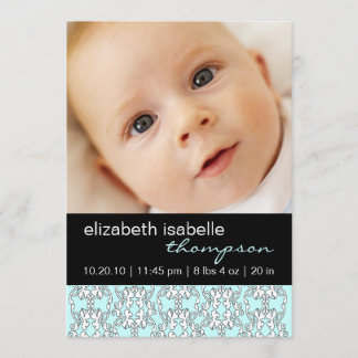 Turquoise Baroque Baby Girl Faire-part photo