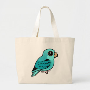 Turquoise Barred Parakeet Grote Tote Bag