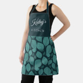 Turquoise Basil Herb Leaf Pattern Botanische naam Schort (Insitu)