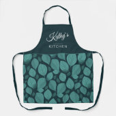 Turquoise Basil Herb Leaf Pattern Botanische naam Schort (Voorkant)