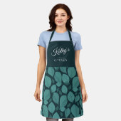 Turquoise Basil Herb Leaf Pattern Botanische naam Schort (Gedragen)