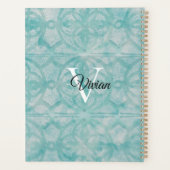 Turquoise Batik Elegant Nom du monogramme (Dos)