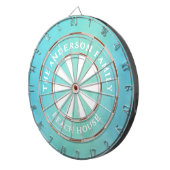 Turquoise Beach House Familienaam Dartbord (Voorkant Rechts)
