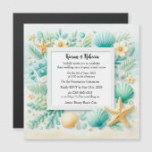 Turquoise Beach Thème Mariage Invitation magnétiqu (Devant / Derrière)