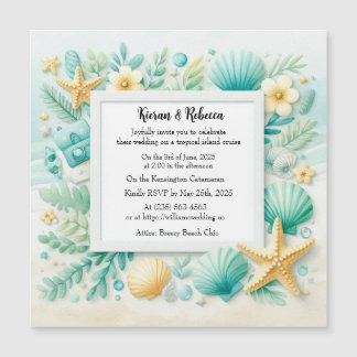 Turquoise Beach Thème Mariage Invitation magnétiqu