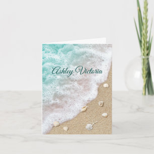Turquoise Beach Waves Carte de remerciements Bat m