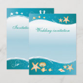 Turquoise Beach Wedding Invitation (Devant / Derrière)