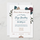 Turquoise, beige, Bourgogne Bat mitzvah Invitation (Devant)