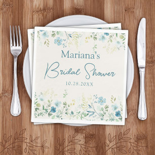 Turquoise Beige Wilde Bloemen Bloemig Bruidsfeest Servet