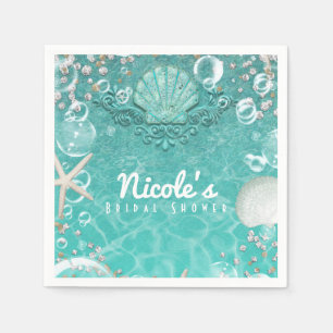Turquoise Betoverde Zee Zeester & Bellen Oceaan Fe Servetten
