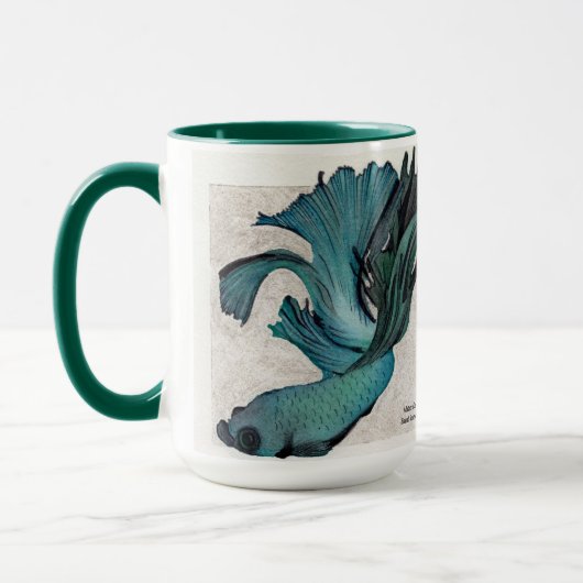 Turquoise Betta Fish Personnalisez la grande tasse (Gauche)