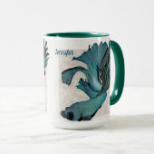 Turquoise Betta Fish Personnalisez la grande tasse (Devant droit)