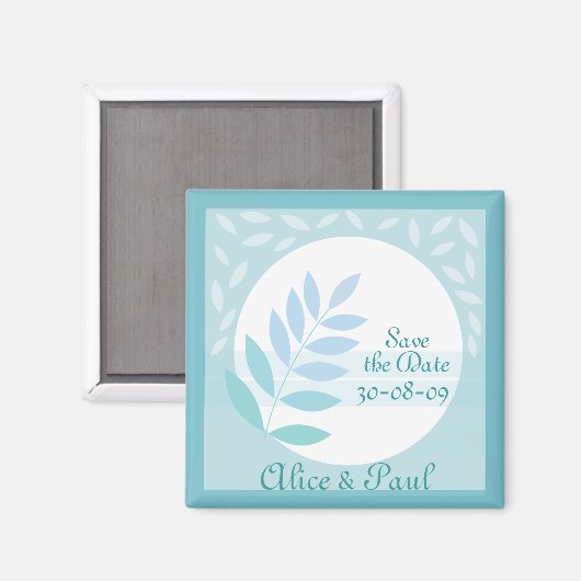 Turquoise Bewaar de datum Magneet (Voorkant / Achterkant)