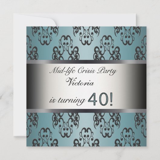 Turquoise Black 40th Birthday Party Invitation (Devant)