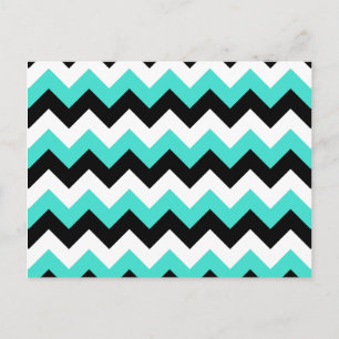 Turquoise Black and White Chevron Briefkaart