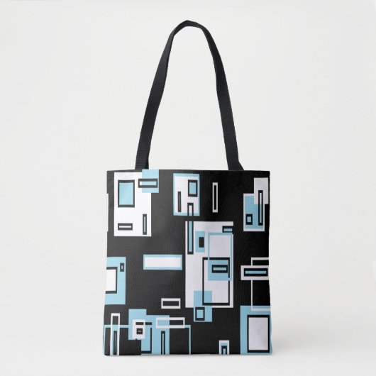 Turquoise Black Blocks Funky Sac fourre-tout (Devant)