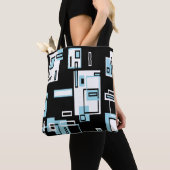 Turquoise Black Blocks Funky Sac fourre-tout (De près)
